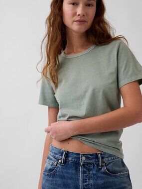 GAP Organically Grown Cotton Relax Fit Short Sleeve Crewneck Tee in Sage Green M